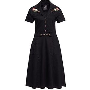 Queen Kerosin Denimjurk voor dames, regular fit, western en borduurwerk, zwart, S
