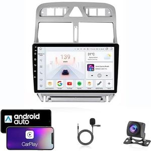 9 Inch Autoradio Compatibel voor Peugeot 307 2002-2013 met GPS Navigatie CarPlay Android Auto Acht-Core 4G Bluetooth WiFi MirrorLink Stuurwiel Afstandsbediening(T1 4 Core Wifi 1G+16G)