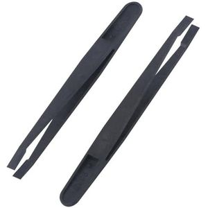 2 Stuks 93301 Zwarte Antistatische Plastic Pincetten Met Schuine, Platte Punt For Laboratoriumwerk En Reparatie Van Elektronica