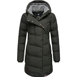 Ragwear Pavla Intl Winterjas voor dames, warme gewatteerde jas, lang, met capuchon, XS-6XL, Dark Olive022, L