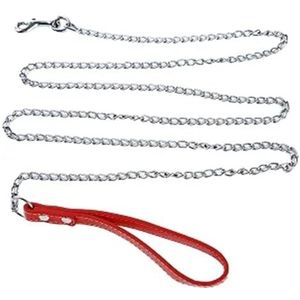 KANGYEBAIHUODIAN Geschikt for bijtbestendig, zware ketting, hondenriem, huisdier, metalen loodhandvat, trekkerhaak, huisdiertraining, halsband, ketting, hondproduct (Color : Red, Size : 180cm)