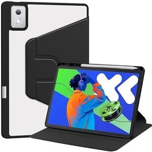Tablet Case Geschikt for Lenovo Xiaoxin Pad Pro 12.7inch 2025 TB-375FC TB-373FU 360 Roterende Acryl Cover(Black)