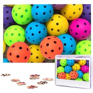 KHiry Puzzels 1000 stuks gepersonaliseerde legpuzzels pickleball ballen kleuren patroon foto puzzel uitdagende foto puzzel voor volwassenen Personaliz Jigsaw met opbergtas (29,5"" x 19,7"")