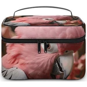 NWTRJ Grijze Rose-Breasted Kaketoe Reizen Make-up Tas Draagbare Waterdichte Cosmetische Tas PU Lederen Make-up Borstel Houder Toilettas voor Vrouwen Dames, stijl, 25x18x15cm, Stijl, 25x18x15cm