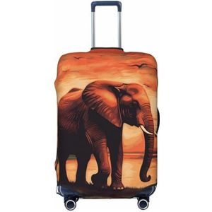 NONHAI Reisbagagehoes, zonsondergang olifant, spandex kofferbeschermer, wasbare bagagehoezen, elastische krasbestendige bagagehoes, beschermer, geschikt voor bagage van 45-72 cm, Zwart, S