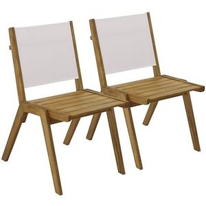 Set van 2 Tuinstoelen - Eucalyptushout - Textilene Rugleuning - Scandinavisch Design