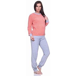 RELAX by Normann Damespyjama van badstof met lange mouwen met manchetten in elegante strepenlook - 291 201 13 780, rood, 36/38
