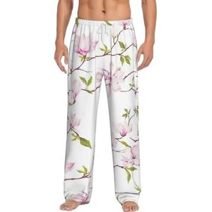 Vine Flower Lange Lounge Wear Broek Nachtkleding Pyjama Bottoms Nachtkleding Nachtkleding Nachtkleding Met Zakken En Trekkoord, Wit, S
