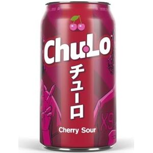 Chu Lo Cherry Sour Cans, verpakking van 24 stuks, Japans geïnspireerde frisdrank, premium frisdrank, zure bruisende drank kersensmaak, veganistisch, glutenvrij, gemaakt in het Verenigd Koninkrijk - 24 blikjes x 330 ml
