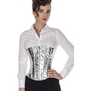 Lak corset zilver glitter onderborst Korset puG4