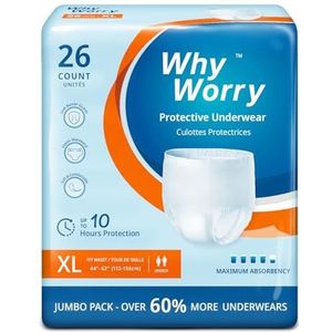 WhyWorry - Incontinentie Ondergoed - Unisex - Wegwerp Luierbroekjes voor Volwassenen - 26 Stuks