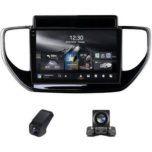 Android autoradio 2 Din geldt voor Hyundai Verna Solaris 2 II 2020-2021 met Draadloze Carplay Android Auto GPS Navi WiFi 9 inch met Bluetooth+ Achteruitrijcamera/Stuurwielbediening(C30Plus)