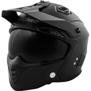 A-PRO SRL Cafe Racer motorhelm, ECE 22-06, zonneklep voor scooter, matzwart, L, 8057639302410