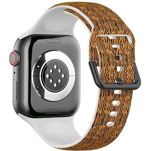 Sport zachte band compatibel met Apple Watch 38/40/41mm (Tiger Print Strepen Skin) Siliconen Armband Strap Accessoire voor iWatch