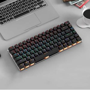 QPSJXN Mechanisch gamingtoetsenbord, compact, ergonomisch, draadloos, met 82 pc's, Windows RGB en laptops (Bluetooth Black RGB)