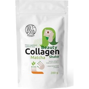Diet-food - Collageen Beauty Shake - collageen poeder met matcha poeder - voedingssupplement - collageen beauty drank - 200 g - met smaak matcha