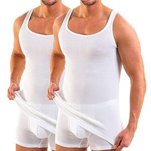 HERMKO 3018 onderhemd voor heren, 2 stuks, dubbel geribbeld van 100% biologisch katoen, wit, 6XL