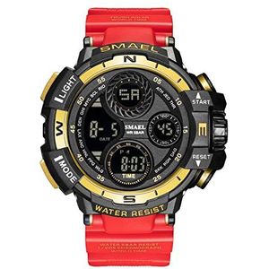 Mens Digital Polshorloge, Outdoor Sport LED-polshorloge, Militaire Multifunctionele Casual Horloges, 50Mwaterbestendig Horloges Mannen,Red gold