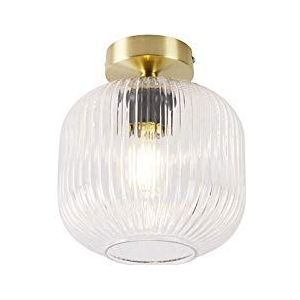 QAZQA - Art Deco Art Deco plafondlamp messing - Karel | Woonkamer | Slaapkamer | Keuken - Glas Rond - E27 Geschikt voor LED - Max. 1 x 25 Watt