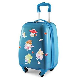 Hauptstadtkoffer - Kinderbagage, kinderkoffer, hardshell-koffer, boordbagage voor kinderen, ABS/PC,, Cyaanblauw + sticker feeën, kinderbagage