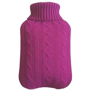 Warmwaterkruik 2000 ml warmwaterzak hoes warmwaterzak naaldhoes draagbare warme handbash doek warme hand zachte zak voor warmwaterflessen warmwaterzak (rozenrood-2000 ml)