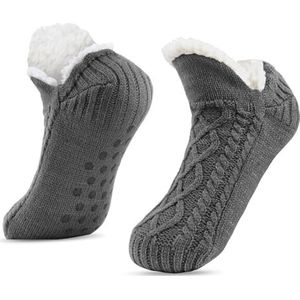 Slipper sokken thermische heren slipper sokken winter warm kort katoen verdikt thuis slapen zachte antislip grip pluizige vloersok pluizig mannelijk (kleur: grijs, maat: één maat)