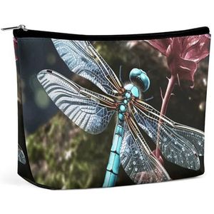 NKJJSTES Grote Capaciteit Cosmetische Tas Waterdichte Cosmetische Organizer Valentine Harten Gouden Vlinder Cosmetische Accessoires Organizer voor Vrouwen/meisje, Blauwe libel, Eén maat