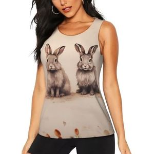 Tanktops voor dames, zomer, gym, konijnenachtergrond, atletisch vest met ronde hals, slim fit, work-out, mouwloze top voor yoga, hardlopen, 3 D, S