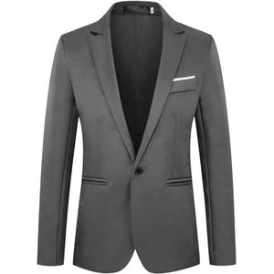 Leader of the Beauty Herenblazer voor heren, blazer, bruidegom, blazer, bruiloft, slim fit, jas, gala, smoking, herenbovenkleding, Donkergrijs, XS