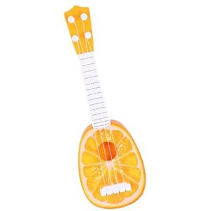 Mini muzikaal model Ukelele schattig fruitvormig ambachten muziekinstrument mini-gitaar klein miniatuur houten handgemaakte sieraden ornament model ( Color : Orange )