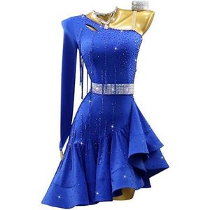 Latijnse dansjurken voor dames High-end Wals Dansoutfit Cha cha tange Strass rok Hollow Backless Flamenco Ballroom Dance kostuums,E,L