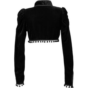 AYAZER Gothic Zwart Fluwelen Korte Steampunk Jas Korte Lange Mouwen Vrouwen Party Bolero Victoriaans Jas Vintage Korset Outdoor Accessoires-Zwart-M