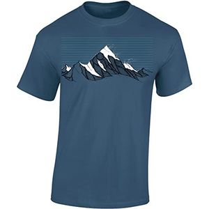 Baddery Wandelen T-shirt heren: Bergwind - Klimmen T-Shirt Mannen, Denim Blue - Bergwind, S