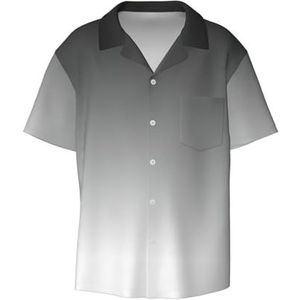YJxoZH Ombre Wit naar Zwart Print Heren Jurk Shirts Casual Button Down Korte Mouw Zomer Strand Shirt Vakantie Shirts, Zwart, 4XL