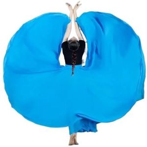 Flamencorok for vrouwen, 720 graden, volle cirkelvormige swingrok, Spaans danskostuum, volwassen, vloeiende, geplooide gelaagde rok for optredens, Halloweenfeest, rode krijtthema-outfit(Aquamarine_XL)