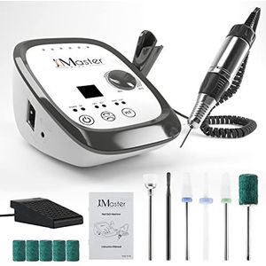 JCMaster Electric Nail File, Nagelfrees, freesnagels max. 35.000 omw/min, elektrische nagelvijl met voetpedaal voor gelnagels, acrylnagels, elektrische nagelfrees voor nagelstudio thuis, incl. 6 bits(