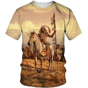 famesale Heren zomer T-shirt Indian Chief Multicolor Ronde Hals Tee Shirt American Native Tribal Spirit 3D Gedrukt T-shirts Tops, # 9, L