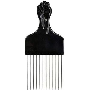 Hongwen Professionele haarplectrum, afroprullen, roestvrij staal, voor het ontwarren van haar, kapsalon, brede tanden