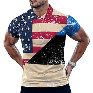 Amerikaanse En Estland Retro Vlag Grappige Mannen Polo Shirt Korte Mouw T-shirts Klassieke Tops Voor Golf Tennis Workout