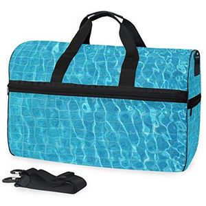 Sport Zwemmen Gymtas met Schoenen Blauw Water Paisley Compartiment Weekender Duffel Reistassen Handtas voor Vrouwen Meisjes Mannen