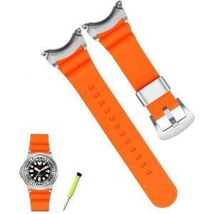 kongsou Rvs Lug Verbinding Hoofd Gemodificeerde Horlogeband Voor Citizen BJ8050 BJ8050-08E Little Monster Armband Horlogeband(Orange silver buckle)