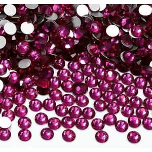 SS6-SS30 Rode Serie Non-Hotfix Strass Glitter Glas Flatback Kristal Strass Nail Art Edelstenen Voor Kleding Ambachten Decoratie-Fuchsia-SS8-1440 Stuks