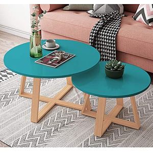 JAVPTAV Bijzettafel/bijzettafel, set van 2 salontafels, ronde houten tafel, nesttafel voor snacks, modern en eenvoudig ontwerp voor kantoor thuis (kleur: #1)