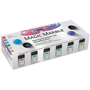 KREUL 73610 - Magic Marble Metallic 6er-Set 20 ml Marmerverf Voor marmer effecten door dompelen op hout, glas, enz