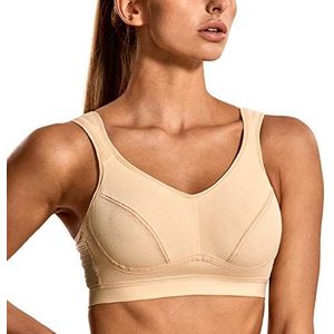 SYROKAN - High Impact Support Wirefree Bounce Control Plus-maten Workout-sportbeha Voor Dames Beige 95E