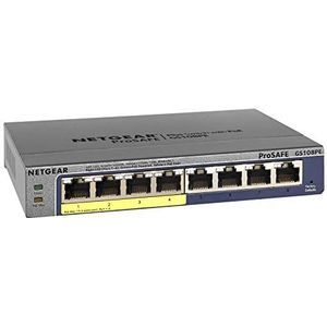 NETGEAR ProSAFE GS108PE 8-poorts Gigabit PoE Plus-schakelaar met 4 PoE-poorten 45W (GS108PE-300NAS)