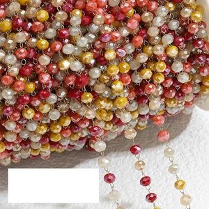 1 meter kristalsteen roestvrijstalen ketting rood paars kralenkettingen voor ketting armband trui ketting sieraden maken doe-het-zelf-rood geel-goud-3,5 mm kralen