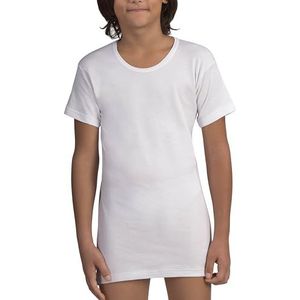 MABRAT SWEATER MET KORTE MOUWEN VOOR JONGENS MET CREW HALS VAN 100% WARM INTERLOCK KATOEN, Wit, 12 jaar