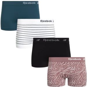 Reebok Women's Underwear - Seamless Boyshort Panties (4 Pack), Size Small, Purple/Black/White