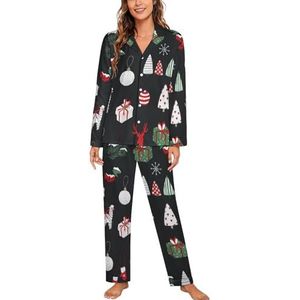 Merry Christmas Patroon Lange Mouw Pyjama Sets Voor Vrouwen Klassieke Nachtkleding Nachtkleding Zachte Pjs Lounge Sets